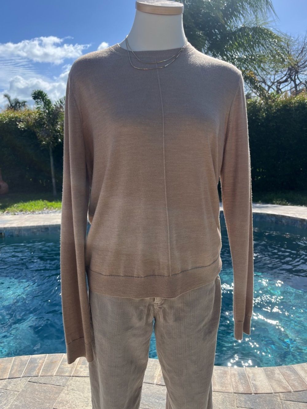 St. John Sweater in Taupe Wool Silk Blend Minimalist. Capsule. - Picture 5 of 11